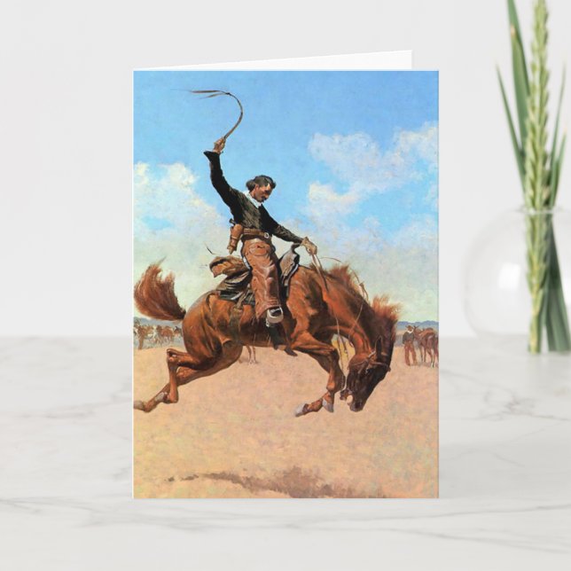 Tarjeta Arte occidental de Frederic Remington “Domador de  (Anverso)