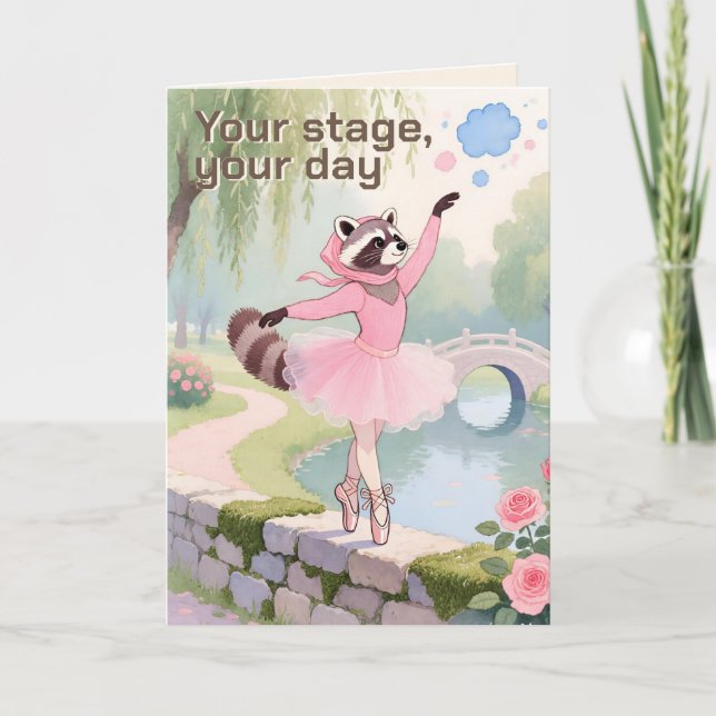 Tarjeta Arte Pintado con Hilo | Cumpleaños de Bailarina co (Anverso)
