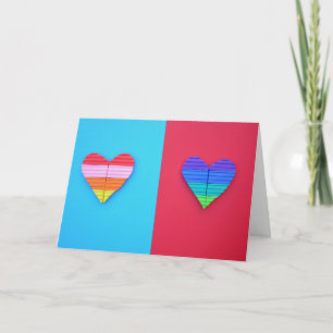 Tarjeta Arte Pop Amor Corazones Gemelos Arcoíris
