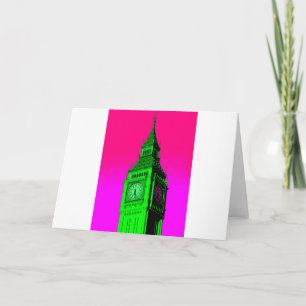 Tarjeta Arte Pop Big Ben Londres Viajes Rosa Verde