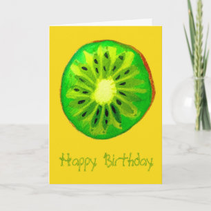 Tarjeta Arte pop brillante cumpleaños de la fruta kiwi