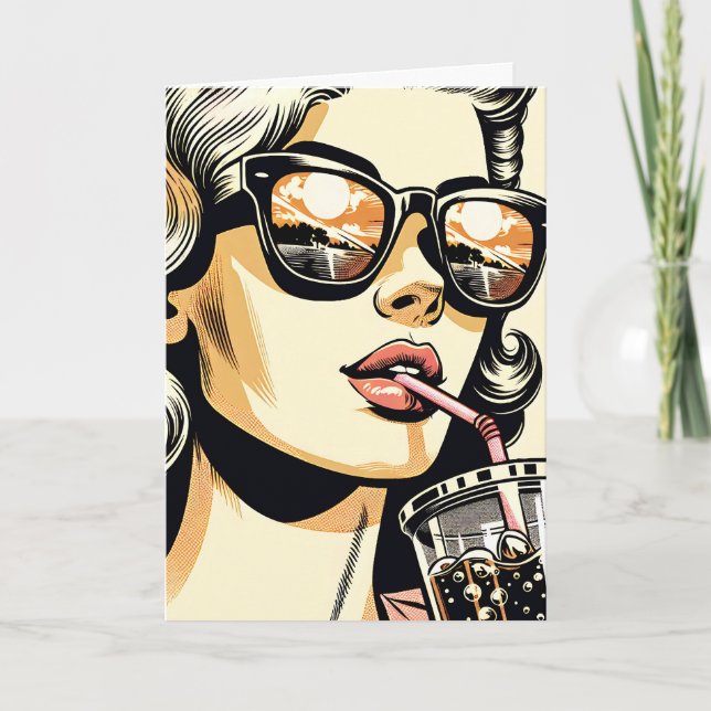 Tarjeta Arte Pop Comic Mujer Hermosa Gran Verano (Anverso)