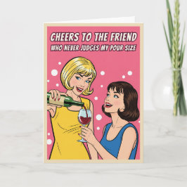 Tarjeta Arte Pop de Amigos Divertido Vino Vintage Humor 