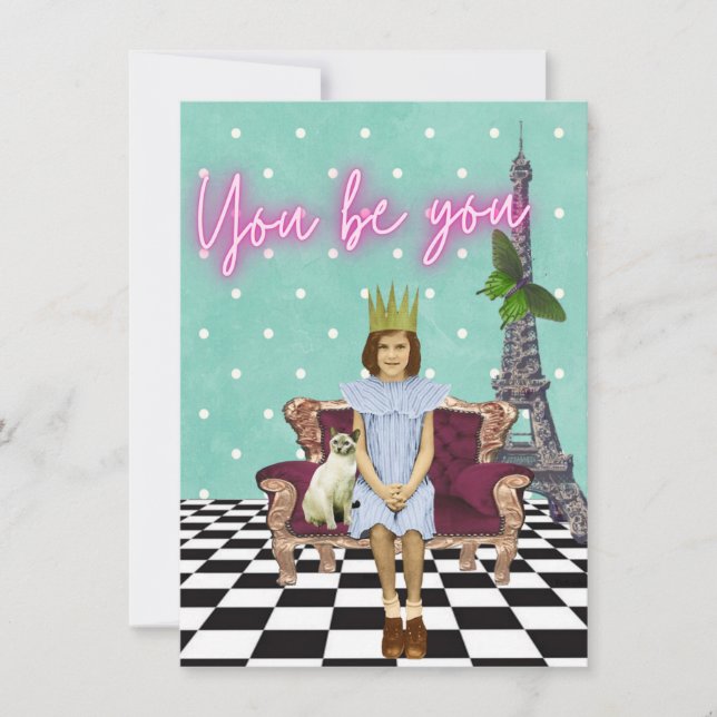 Tarjeta Arte Pop Empoderador de Chicas Sé Tú Misma (Anverso)