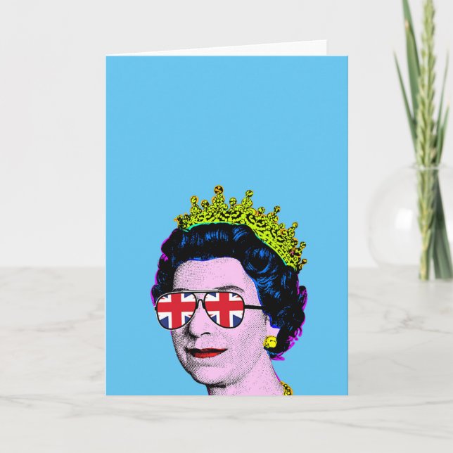 Tarjeta Arte Pop Moda Divertida La Reina con gafas de Unio (Anverso)