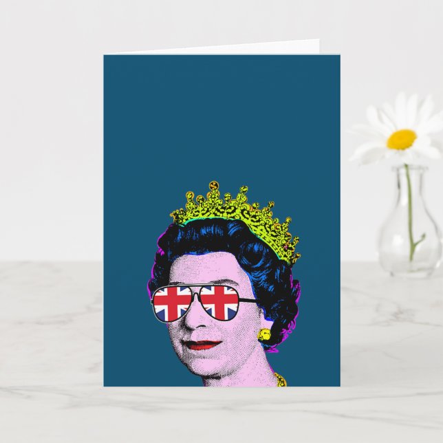 Tarjeta Arte Pop Moda Divertida La Reina con gafas de Unio (Planta pequeña)