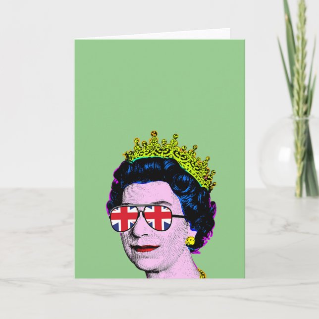 Tarjeta Arte Pop Moderno Divertido La Reina con gafas de U (Anverso)