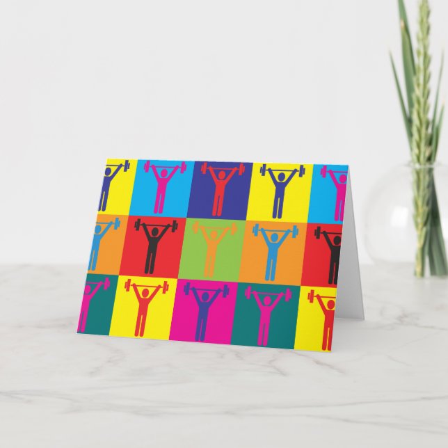 Tarjeta Arte pop para levantar el peso (Anverso)