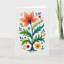Tarjeta Arte Popular Caprichoso Árbol Floral Botánico