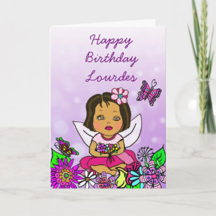Tarjeta Arte Popular Caprichoso Hada Niña Feliz Cumpleaños