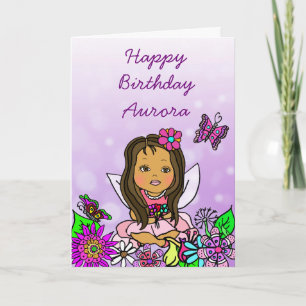 Tarjeta Arte Popular Caprichoso Hada Niña Feliz Cumpleaños