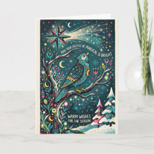 Tarjeta Arte Popular Celestial del Solsticio de Invierno