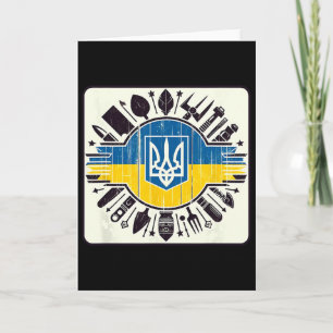 Tarjeta Arte retro de bandera de Ucrania abanico vintage u