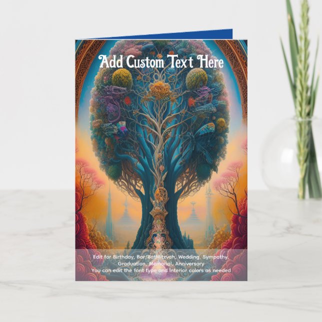 Tarjeta Arte sagrado árbol místico de la vida soñador espi (Anverso)