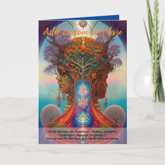 Tarjeta Arte sagrado árbol místico de la vida soñador espi (Anverso)