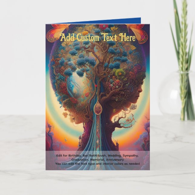 Tarjeta Arte sagrado árbol místico de la vida soñador espi (Anverso)