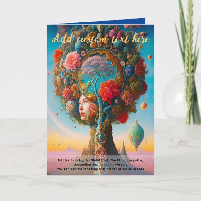 Tarjeta Arte sagrado árbol místico de la vida soñador espi (Anverso)