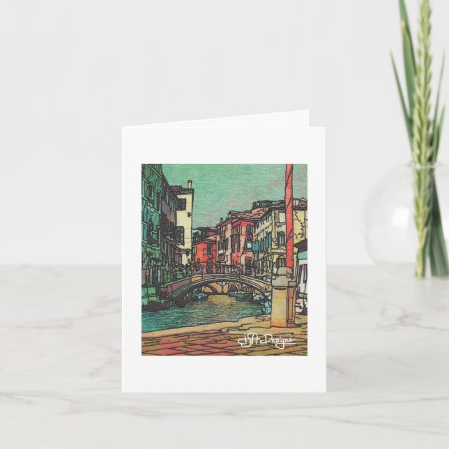 Tarjeta Arte textil Venecia Notecard (Anverso)