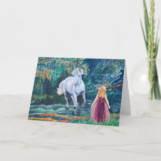 Tarjeta Arte Unicornio y Chica