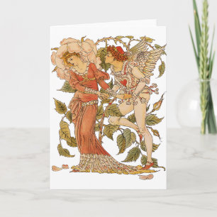Tarjeta Arte Victoriano Antiguo, Rosa por Walter Crane