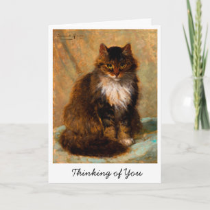 Tarjeta Arte Vintage de Gato Maine Coon Pensando en Ti