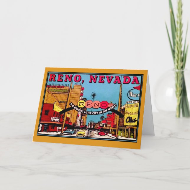 Tarjeta Arte vintage de Reno Nevada (Anverso)
