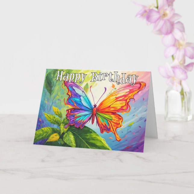 Tarjeta Artes Coloridas Cumpleaños Mariposa Doddle (Orquídea)