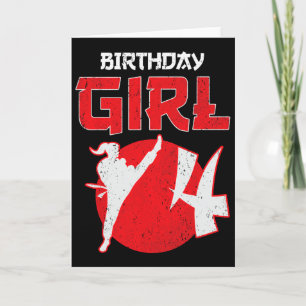 Tarjeta Artes Marciales Cumpleaños 4 Años Karate Taekwondo