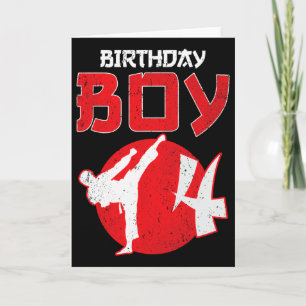 Tarjeta Artes Marciales Cumpleaños 4 Años Karate Taekwondo