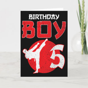 Tarjeta Artes Marciales Cumpleaños 5 Años Karate Taekwondo