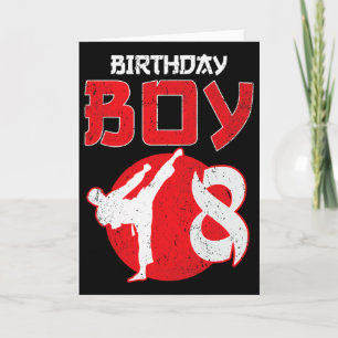Tarjeta Artes Marciales Cumpleaños 8 Años Karate Taekwondo