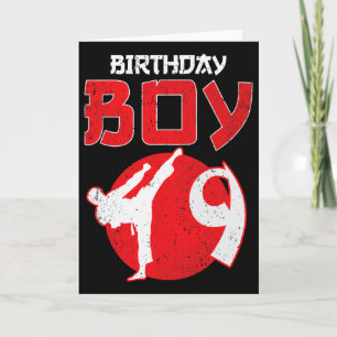Tarjeta Artes Marciales Cumpleaños 9 Años Karate Taekwondo