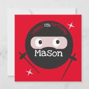 Tarjeta Artes Marciales de Karate Ninja Cumpleaños Niño Ro