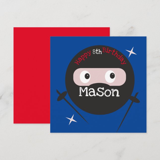 Tarjeta Artes Marciales de Karate Ninja Cumpleaños Niños   (Anverso / Reverso)