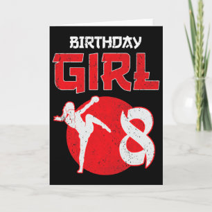 Tarjeta Artes marciales mixtas cumpleaños 8 años kickboxin
