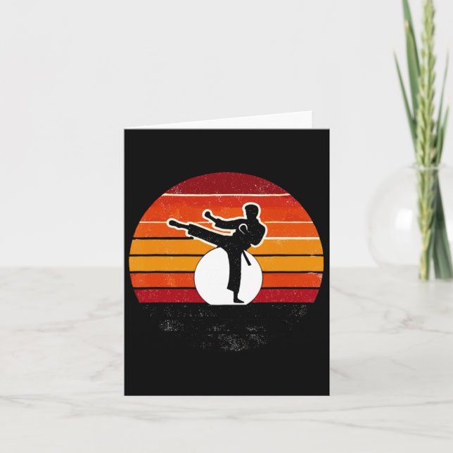 Tarjeta Artes marciales retro Sunset Silhouette Kick - Kar (Anverso)