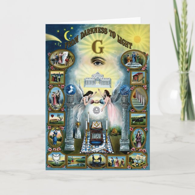 Tarjeta Artesanía antigua masonería Masonic Hazen (Anverso)