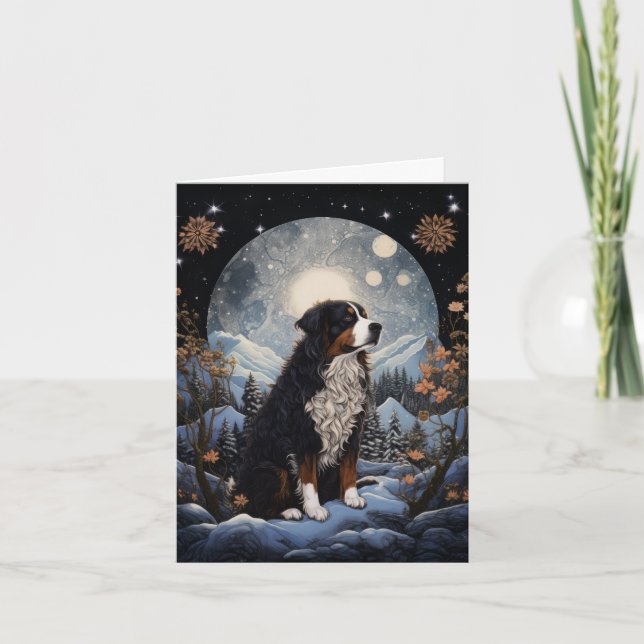 Tarjeta Artful Bernese Mt Dog Navidades (Anverso)
