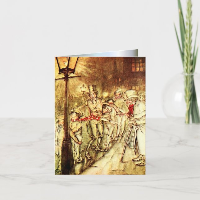 Tarjeta Arthur Rackham - A Christmas Carol - Street (Anverso)