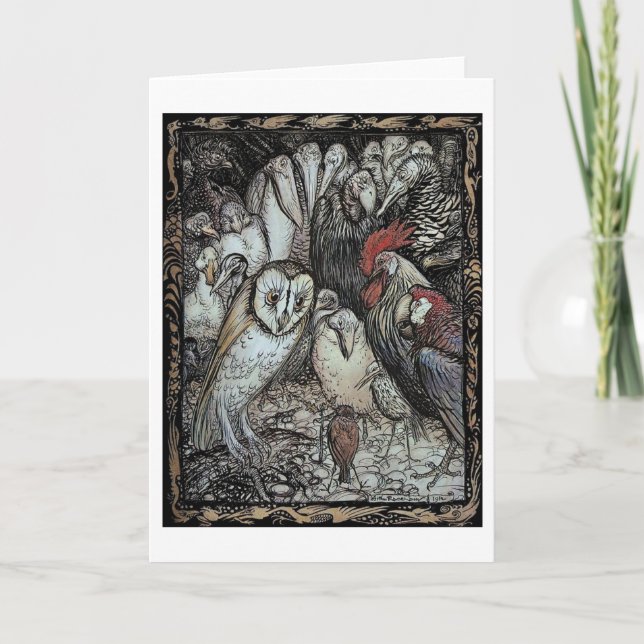 Tarjeta Arthur Rackham - "La lechuza y las aves" (1912) Ca (Anverso)