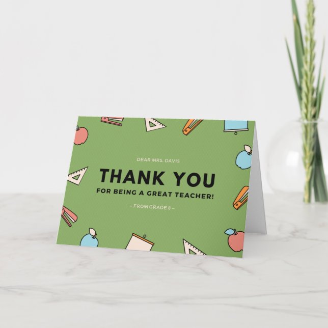 Tarjeta Artículos escolares Gran Semana de Apreciación del (Anverso)