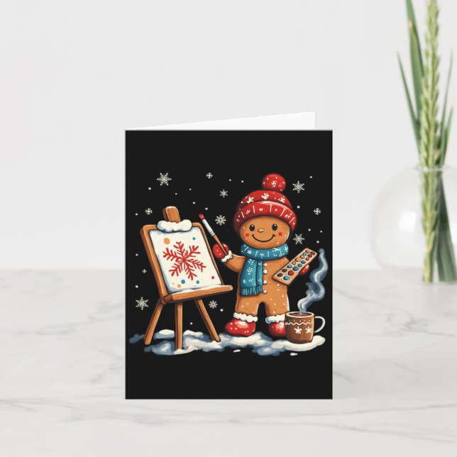 Tarjeta Artist Gingerbread Painter Art Teacher Student Chr (Anverso)