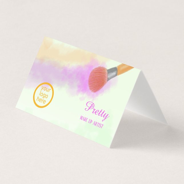 Tarjeta Artista de maquillaje de belleza de pincel acuarel (Anverso)