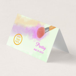 Tarjeta Artista de maquillaje de belleza de pincel acuarel