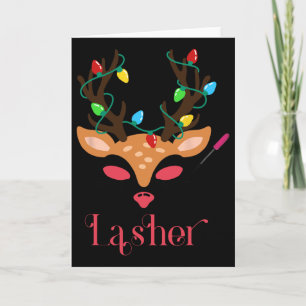Tarjeta Artista de Pestañas Luces de Navidad Reno Estetici