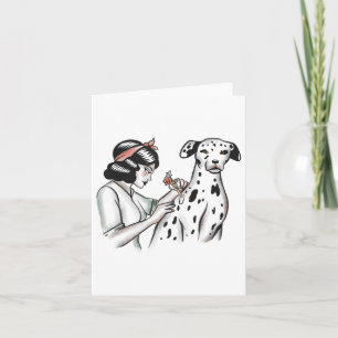 Tarjeta Artista De Tatuajes Con Perro Leal Para Mujeres _1