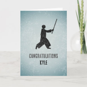 Tarjeta Artista Marcial Postura Aikido Felicitaciones Homb