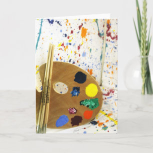 Tarjeta Artistas pintan paleta y paleta de pintura