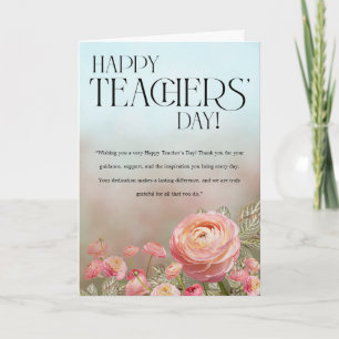 Tarjeta artística floral del Día del Maestro
