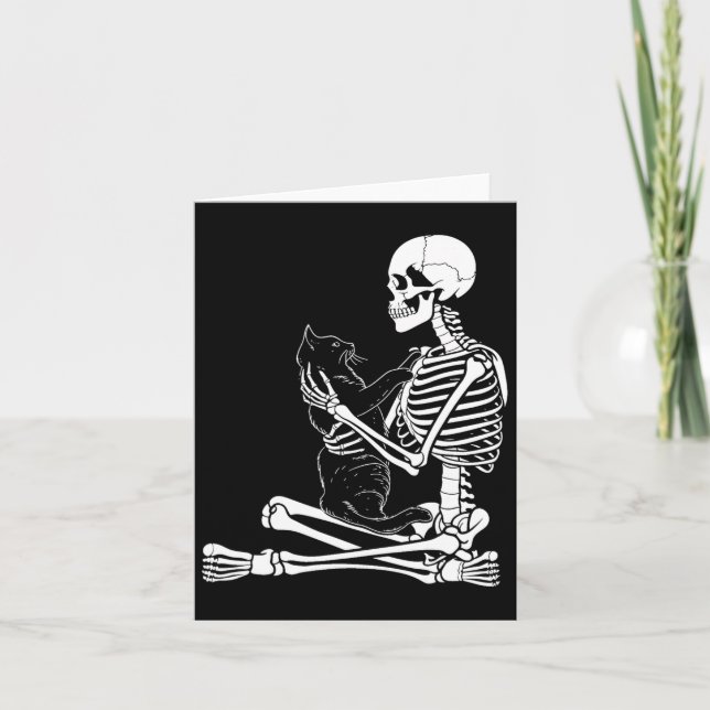 Tarjeta Arts Kitty Skeleton Halloween Disstull Skull Y Ca (Anverso)